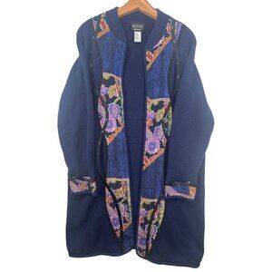 Vintage Koos of Course Women Cardigan Sz 1X LongLine Duster Silk/Wool Knit Artsy